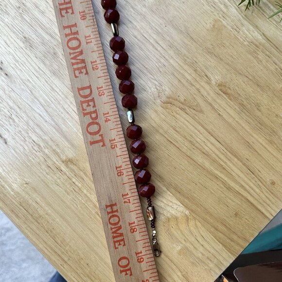 VTG Faceted Red Crystal Abalone Shell Spacer Beads Necklace Fashion Jewelry 18"‎ - Picture 8 of 8